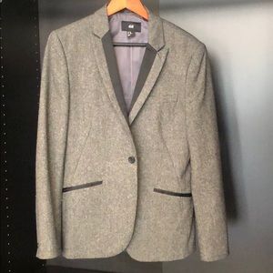 Zara Grey Wool Blazer with Black Accents